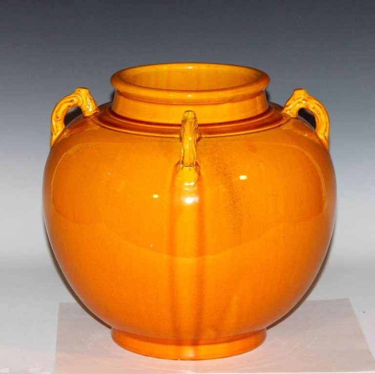 Art Deco Amber Yellow Awaji Pottery Vase
