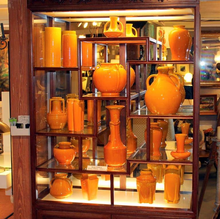 Amber Yellow Awaji Pottery Vase 3