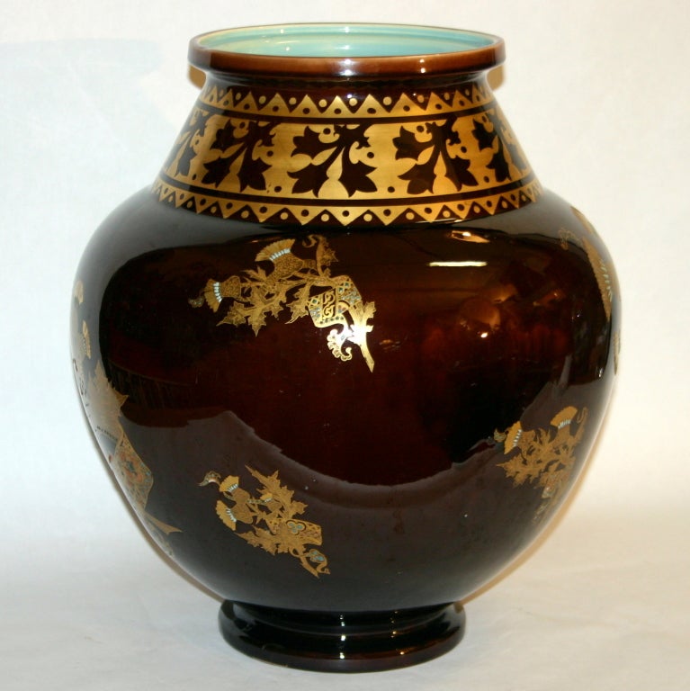 Aesthetic Movement Large Antique French Sarreguemines Vase