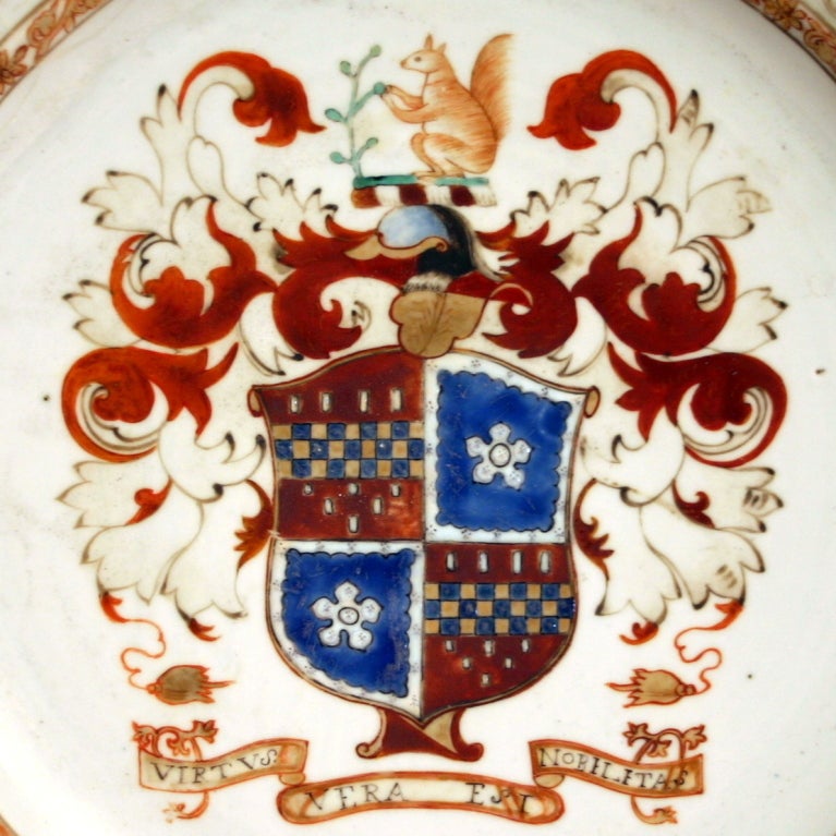 Hand-Crafted Large Chinese Export Armorial Charger from Lee of Coton Service