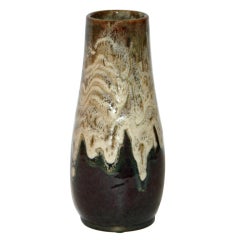 Antique Japanese Studio Vase with Lava Glaze