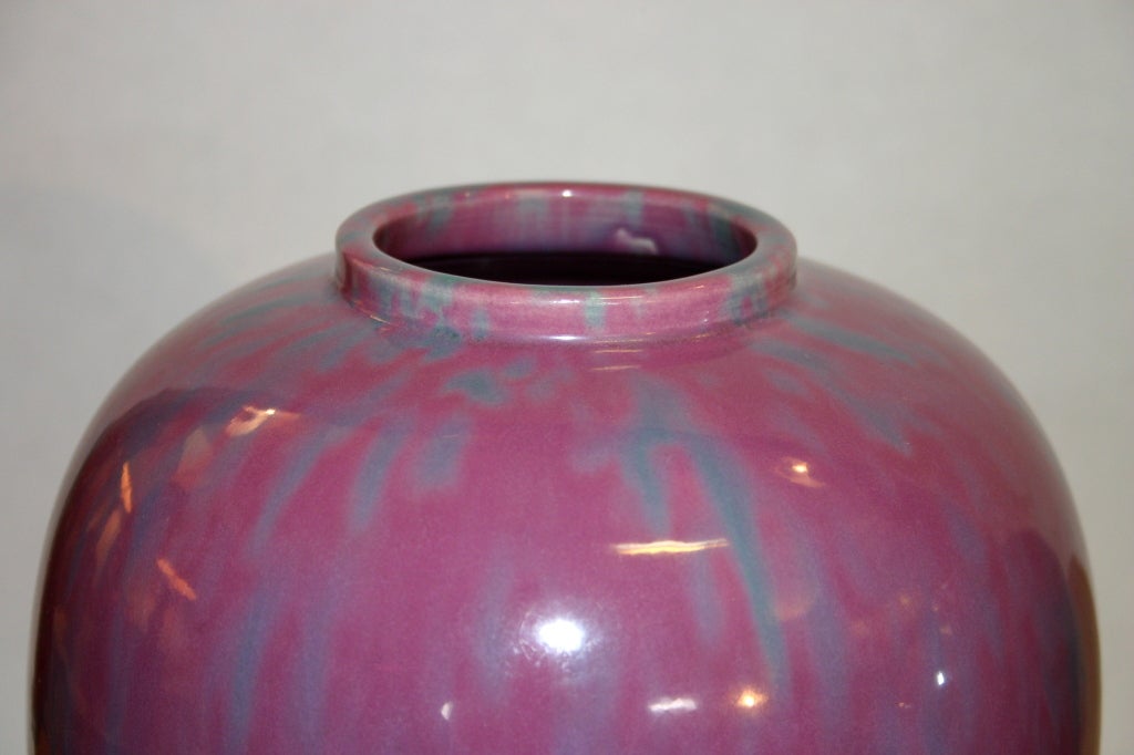 Pair of Art Deco Pink Flambé Awaji Ginger Jars In Excellent Condition For Sale In Wilton, CT