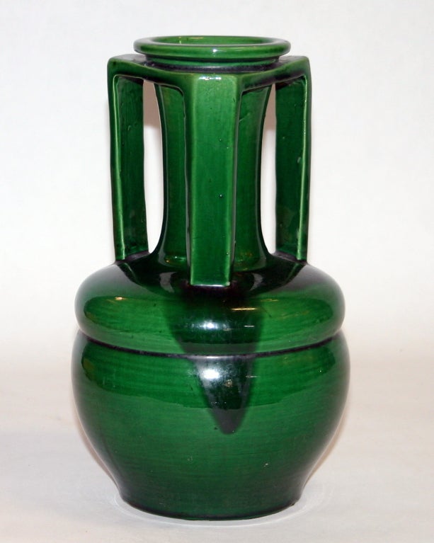 Japanese Awaji Buttress Handle Vase