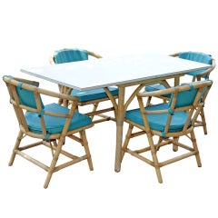 Terrace/Pool House Bamboo/Rattan Folding Dining Table Set