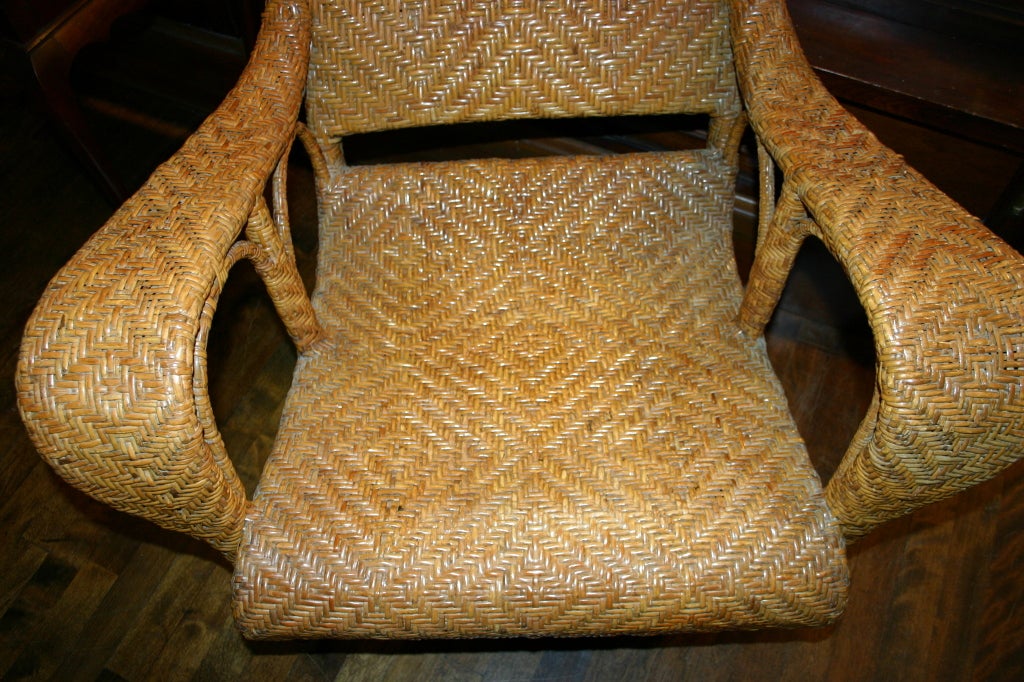 Bamboo Vintage French Colonial Art Deco Wicker Plantation Chair
