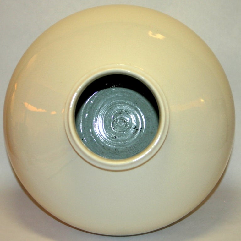 Hand-Crafted Large Modernist Crackle Glaze Studio Vase