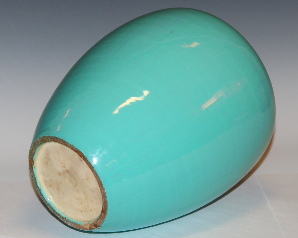 Mid-20th Century Awaji Ginger Jar in Sky Blue Glaze