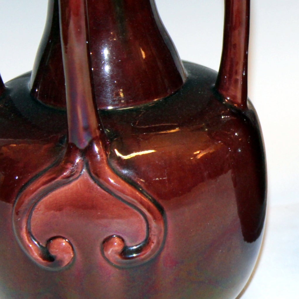 20th Century Pair of Antique Kyoto Pottery Organic Form Art Nouveau Vases For Sale