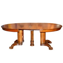 Large Antique Oak Pedestal Dining Table