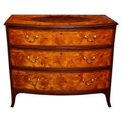 Antique Sheraton Period Inlaid Satinwood Bowfront Chest of Drawers, circa 1780
