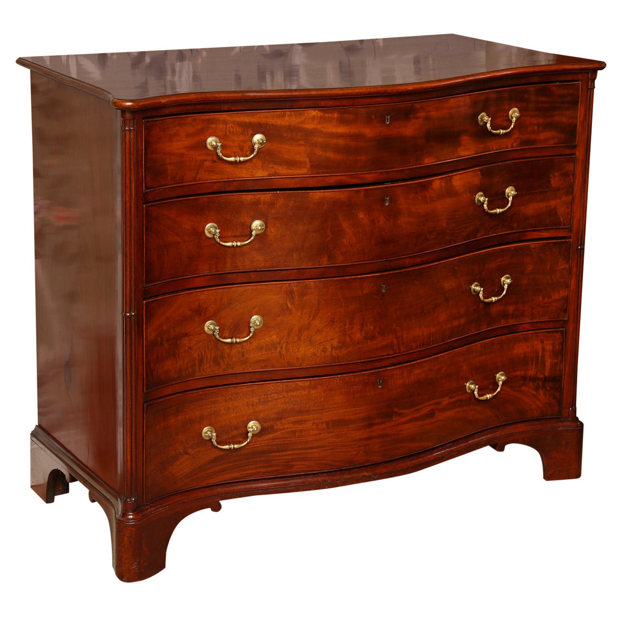 Chippendale Period Serpentine Mahogany Chest of Drawers, English, circa 1765