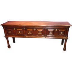 Fine William & Mary period oak dresser with paneled drawers