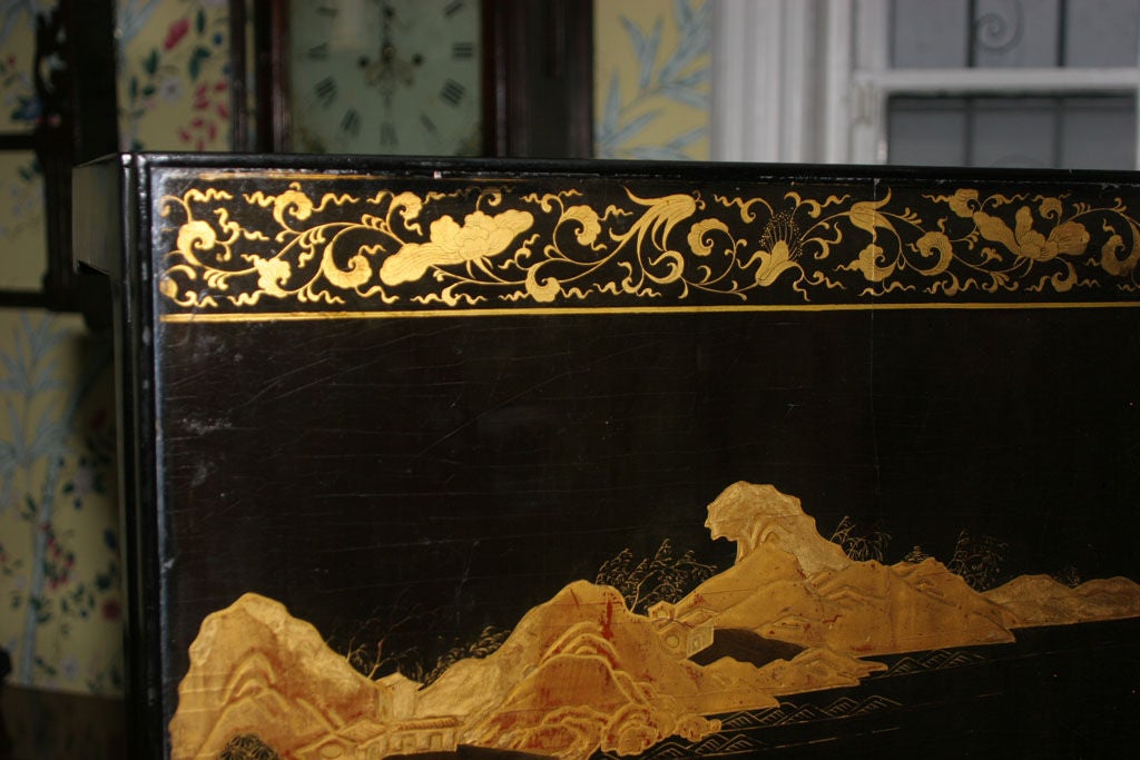 Chinese Chippendale 18th Century Chinese Black Lacquer Panel Coffee Table