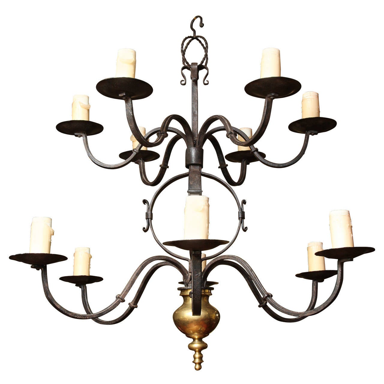 Two Tier Hand Forged Iron And Br Twelve Light Chandelier Two Tier Hand Forged Iron And Br Twelve Light Chandelier
