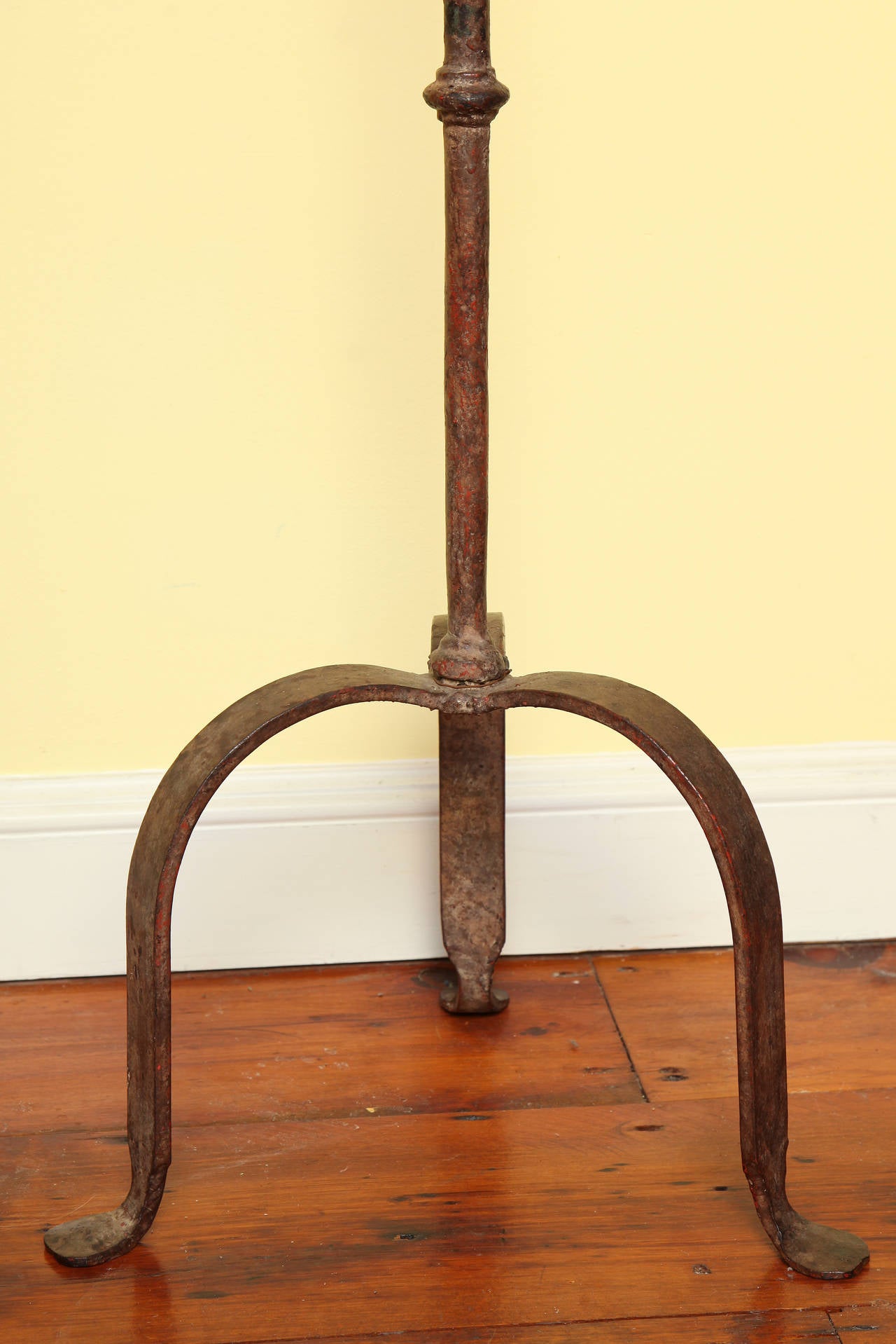 Hand-Crafted Baroque Wrought Iron Torchiere Mounted as a Floor Lamp, circa 1690
