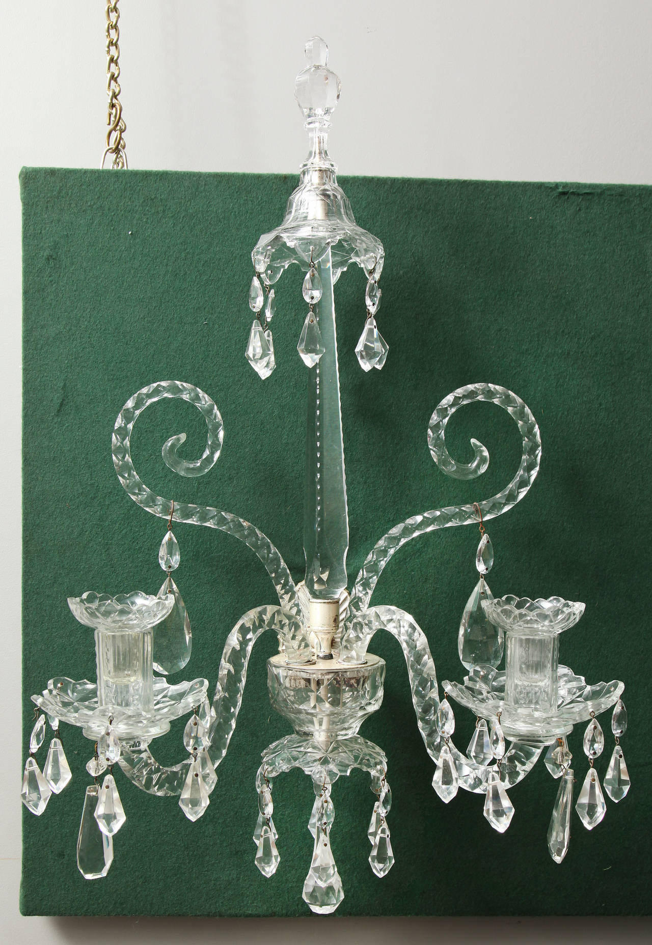 Very Fine Pair of Georgian Cut Crystal Wall Lights, English, circa 1780 4