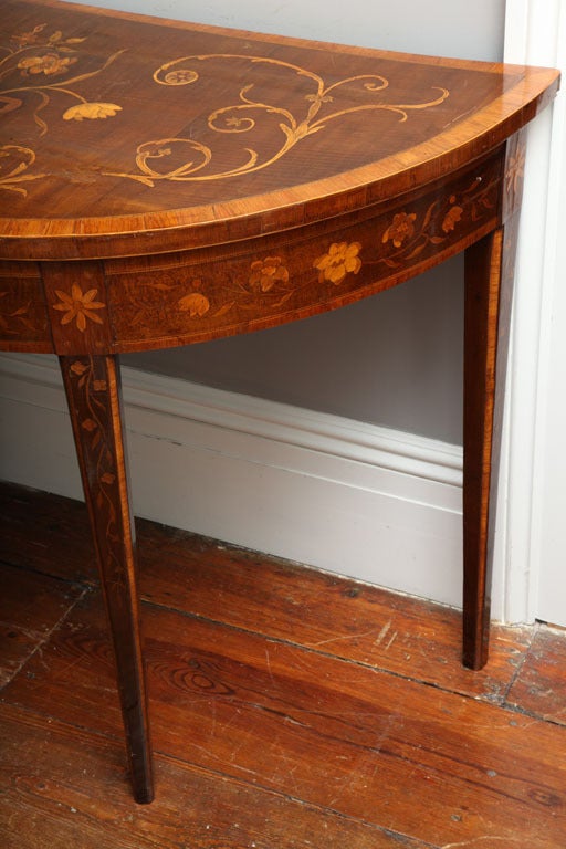 Rosewood Antique pair  George III inlaid demi-lune console tables c.1785