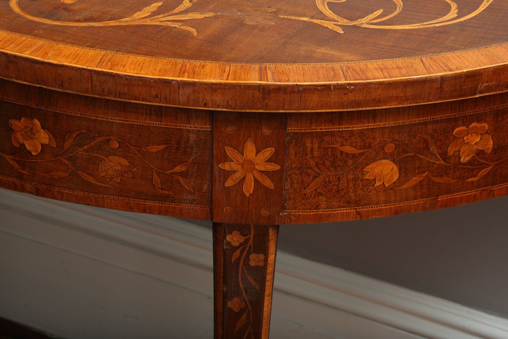 Antique pair  George III inlaid demi-lune console tables c.1785 1