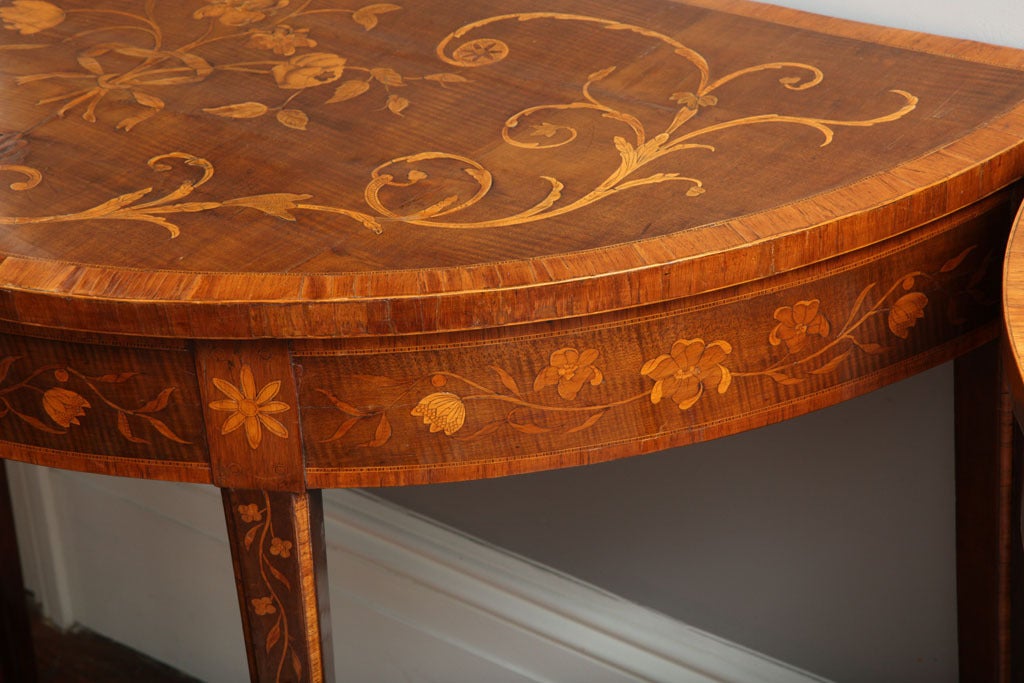 Antique pair  George III inlaid demi-lune console tables c.1785 2