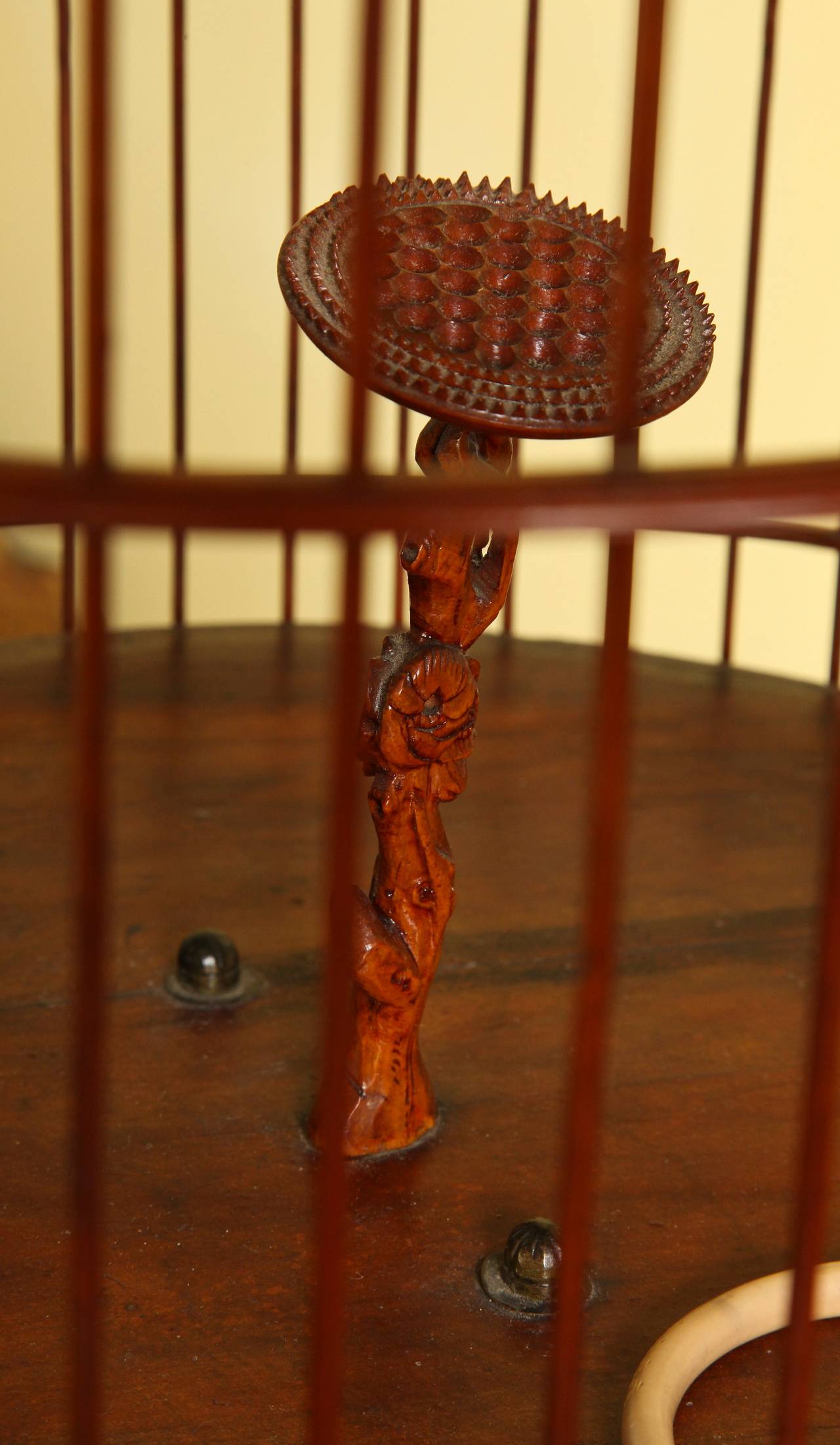 Antique Carved Wood and Turned Bamboo Birdcage, Chinese, circa 1890 For Sale 2