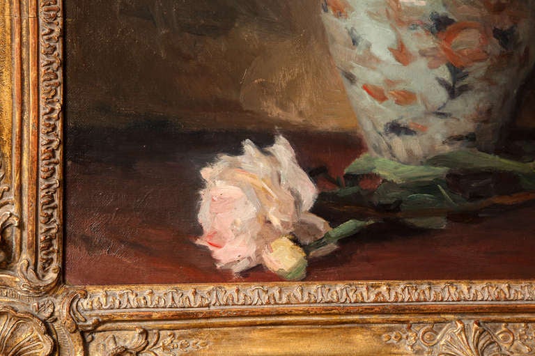 Still Life with Roses, Oil on Canvas, Einar Olsen 1876-1950 In Excellent Condition For Sale In New York, NY