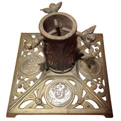 Antique Christmas Tree Stand with Angel Screws and Silvered Putti, circa 1910