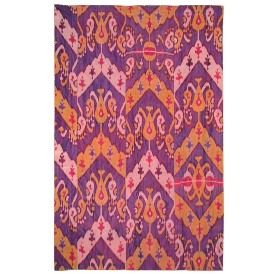 Early 20th Century Silk Ikat Panel, Uzbekistan For Sale