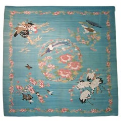 Japanese blue ground k'oss-u (tsuzure-ori) or tapestry weave.