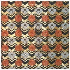 Circa 1920's Japanese silk and metallic tapestry woven cover.