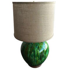 Vintage Mid Century Green Ceramic Lamp