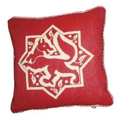 Vintage Red Beaded Pillow