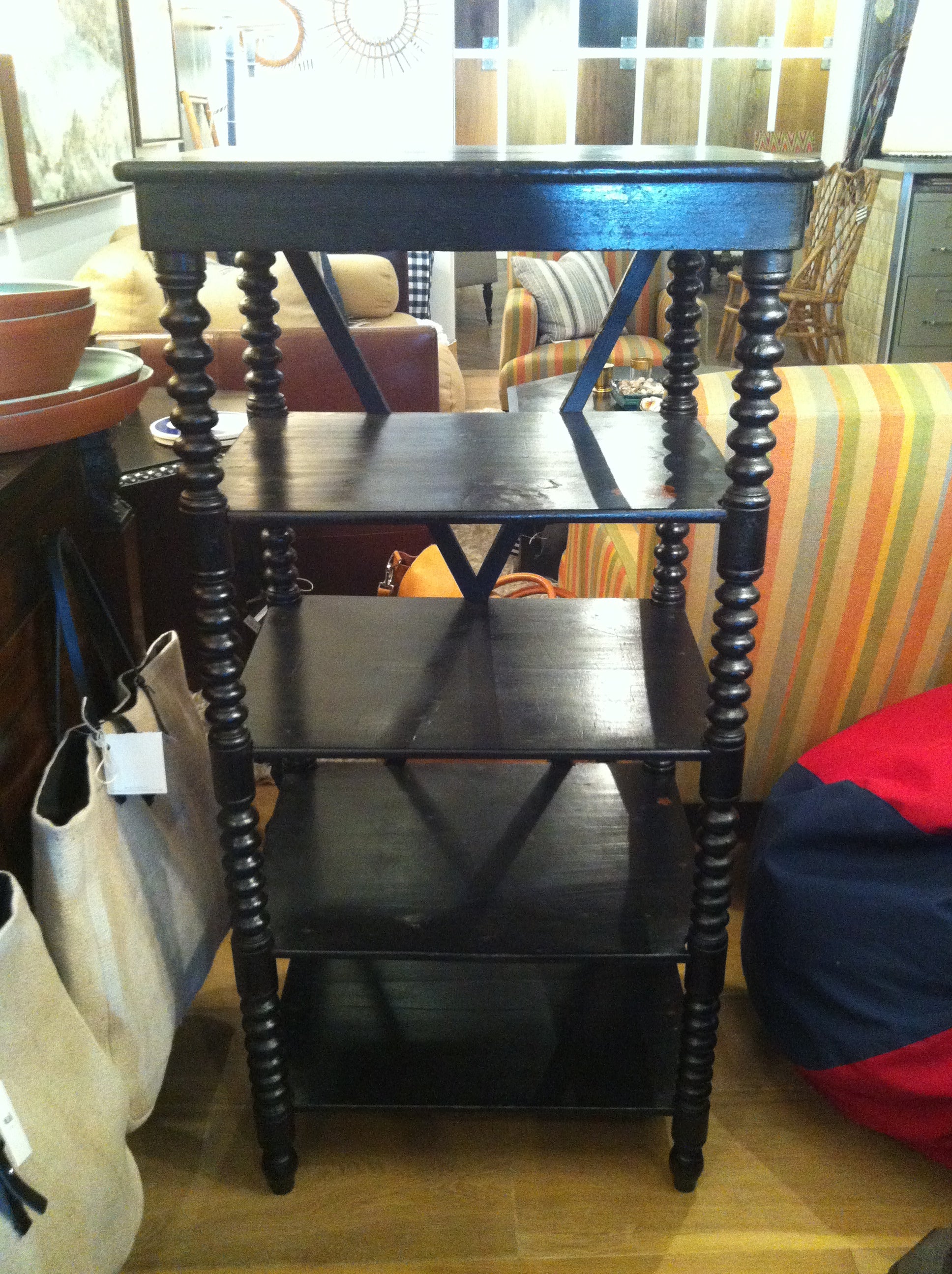 Black Painted Shelf with Floral Detail