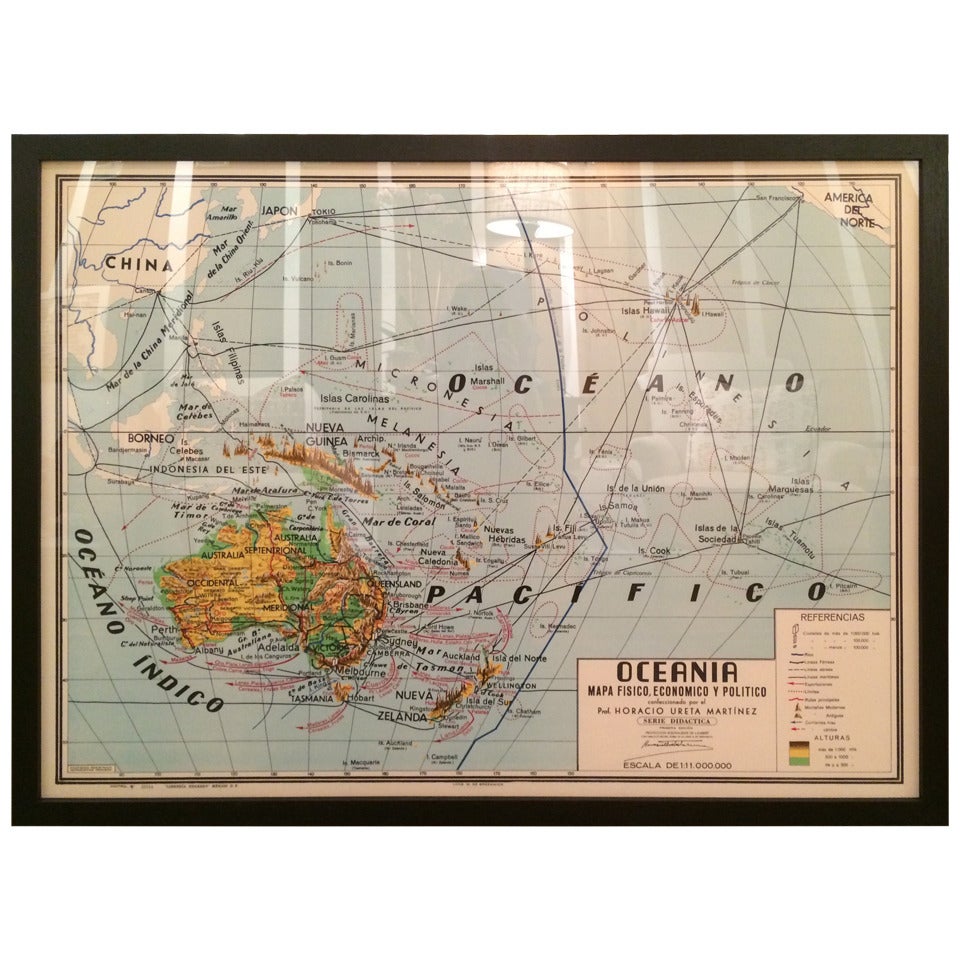 Oceania Map-Horizontal For Sale