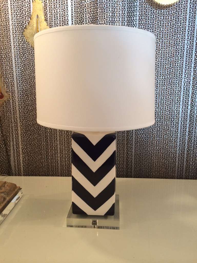 Mary Mcdonald Santorini Accent Lamp For At 1stdibs Blue And White Chevron Lamp With Ceramic Lucite Base 11 American Mary Mcdonald