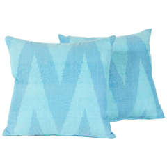 Blue Silk Ikat Pillow