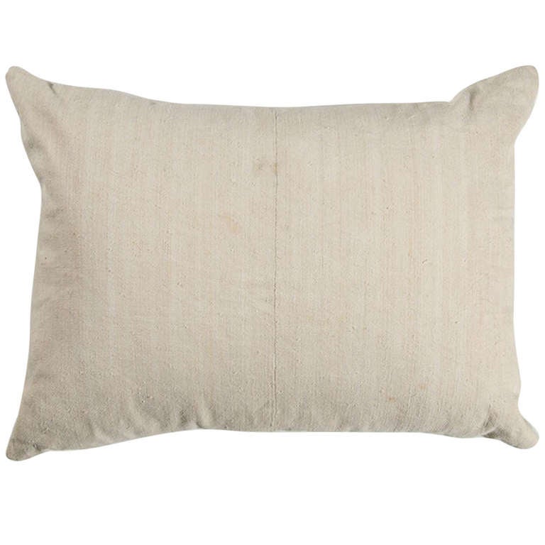 Antique French linen pillow, 18th century