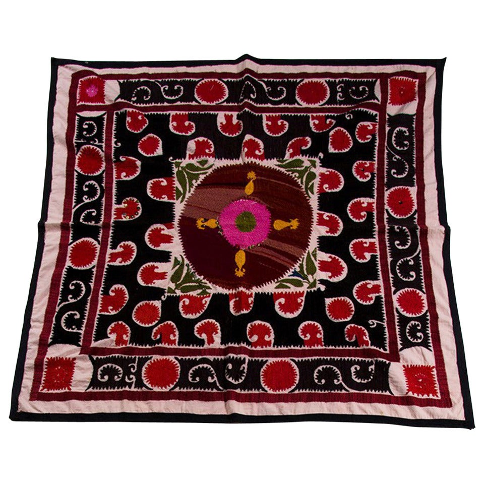 Vintage Embroidered Suzani Throw with Sequins For Sale