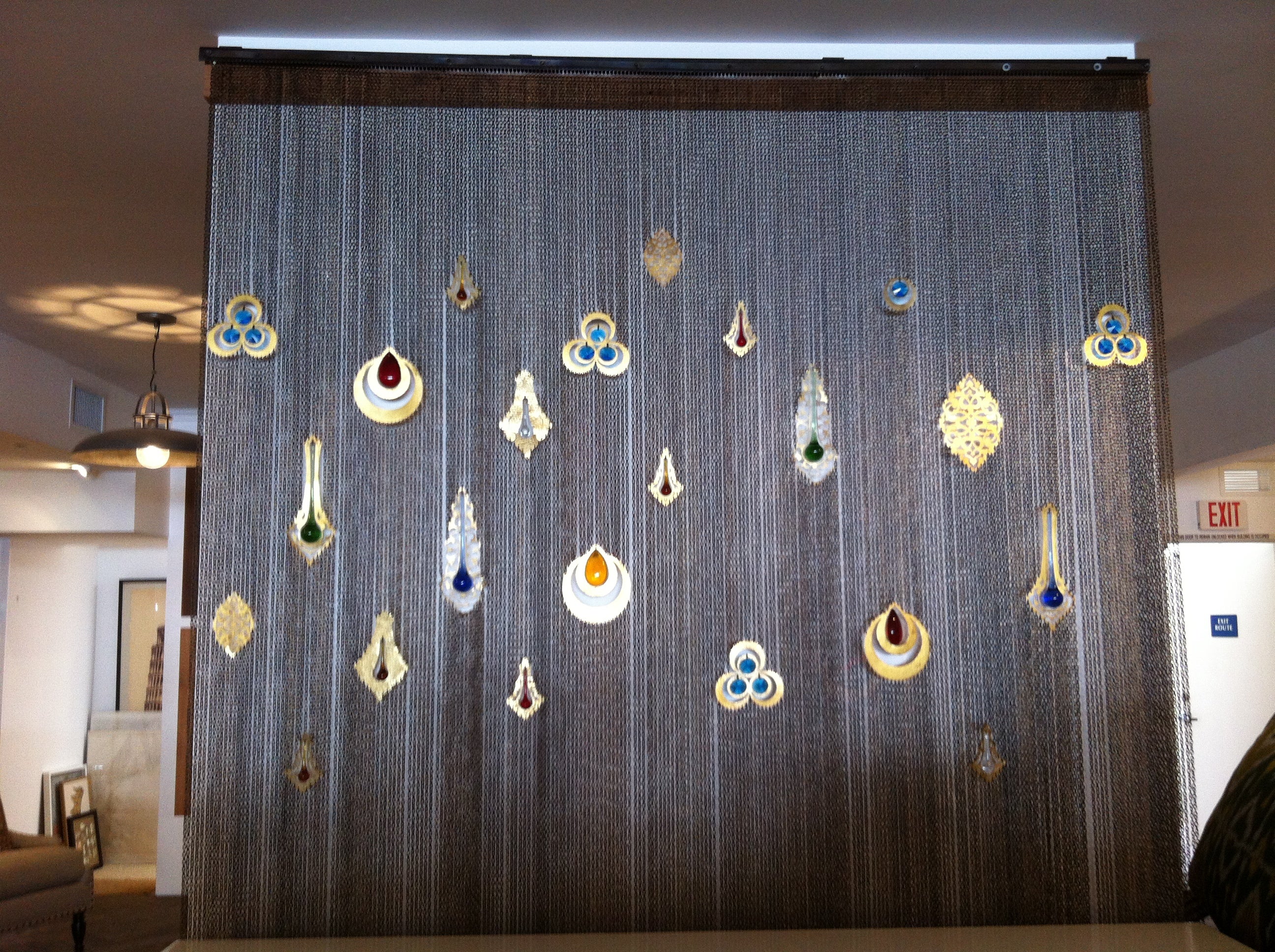 Wall Curtain with Colored Glass For Sale