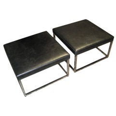 Vintage Cocktail Tables in Onyx Leather