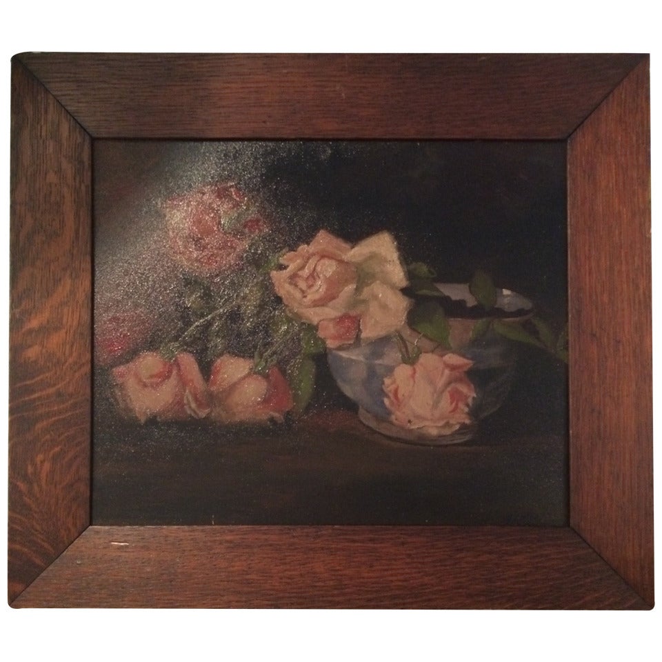Vintage Oil Painting with Original Frame For Sale