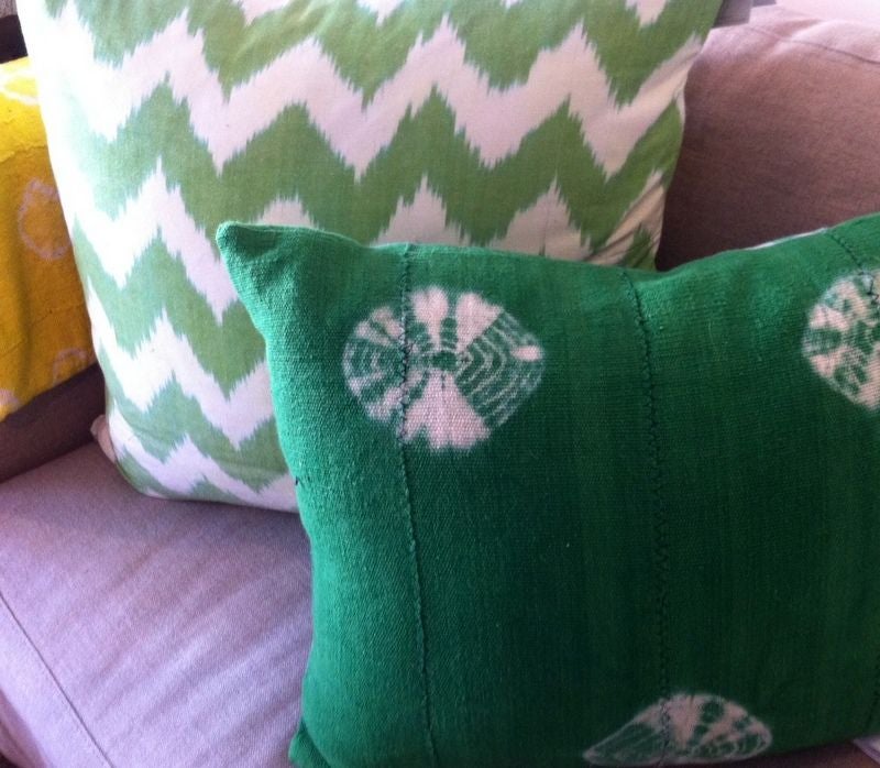 Pillow made from vintage African textile. Zippered opening