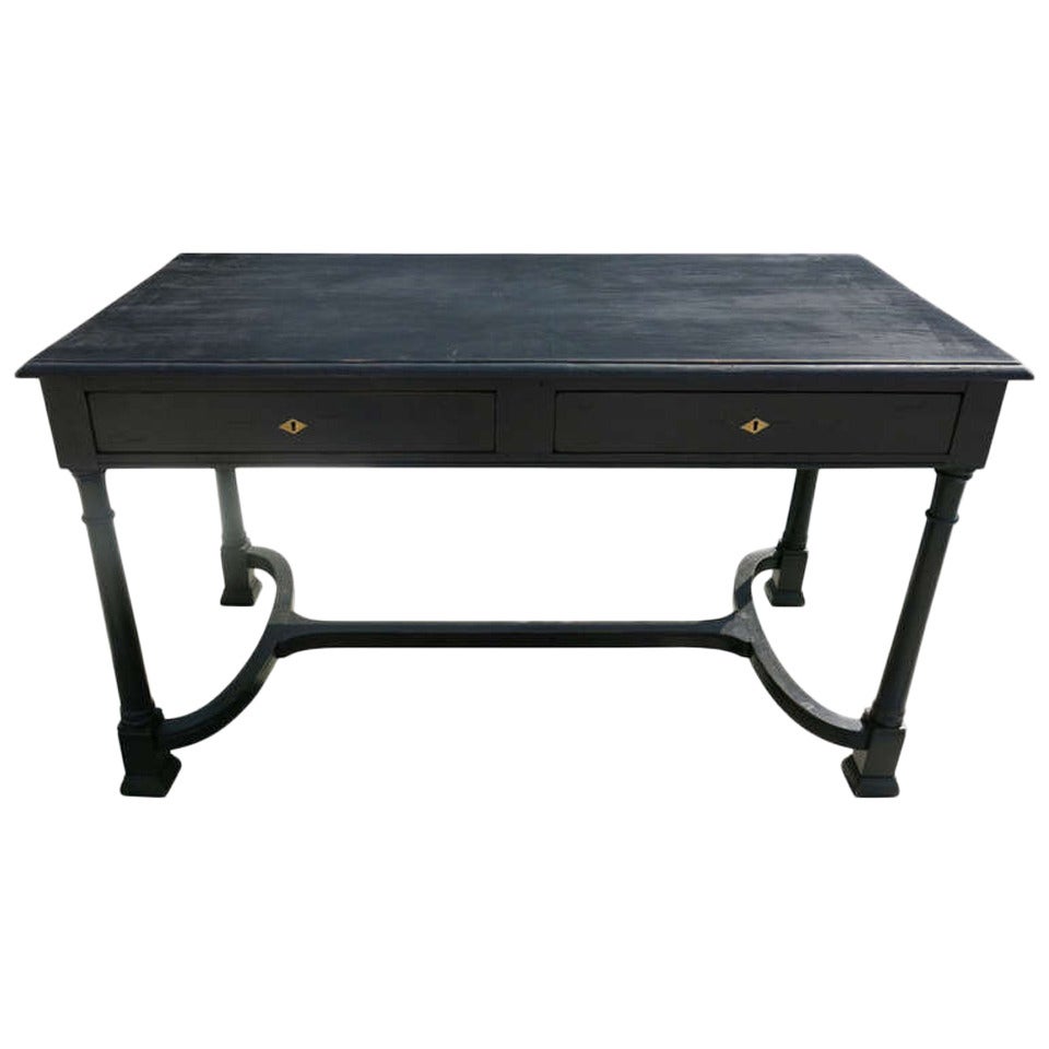 Black Writing Desk with Two Drawers For Sale