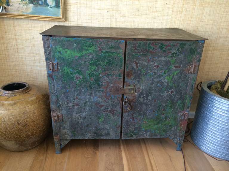 Painted Metal Industrial Cabinet from France