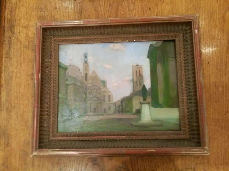City Scape oil on canvas from France circa 1880