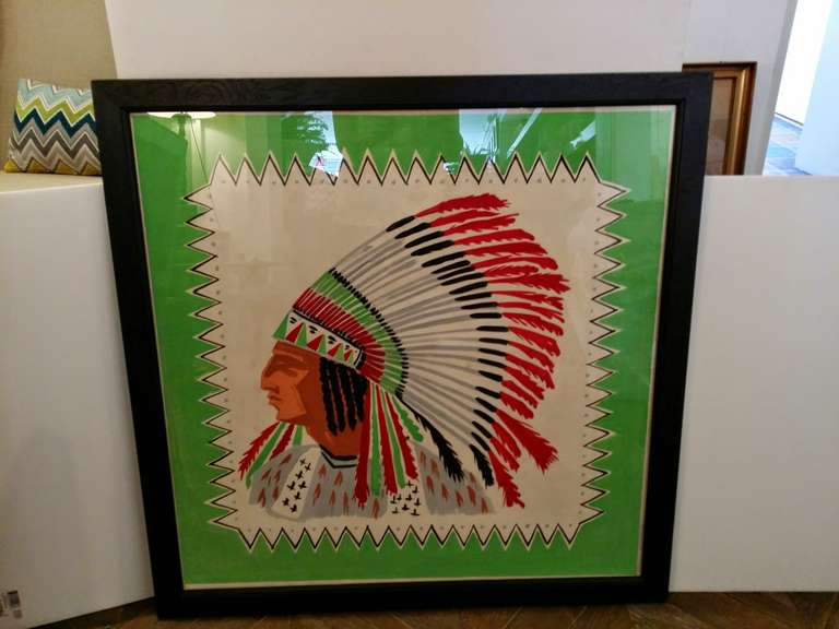 Indian Scarf Print Framed from France circa 1900.