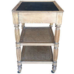 Three Tiered Cane Side Table