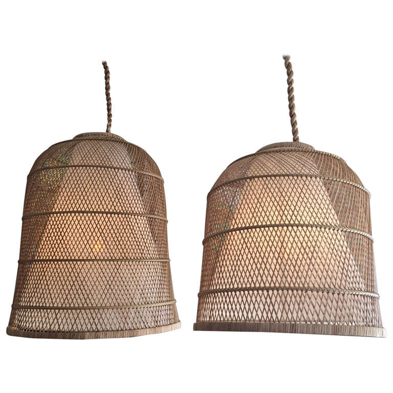Large Basket Hanging Lamp at 1stDibs