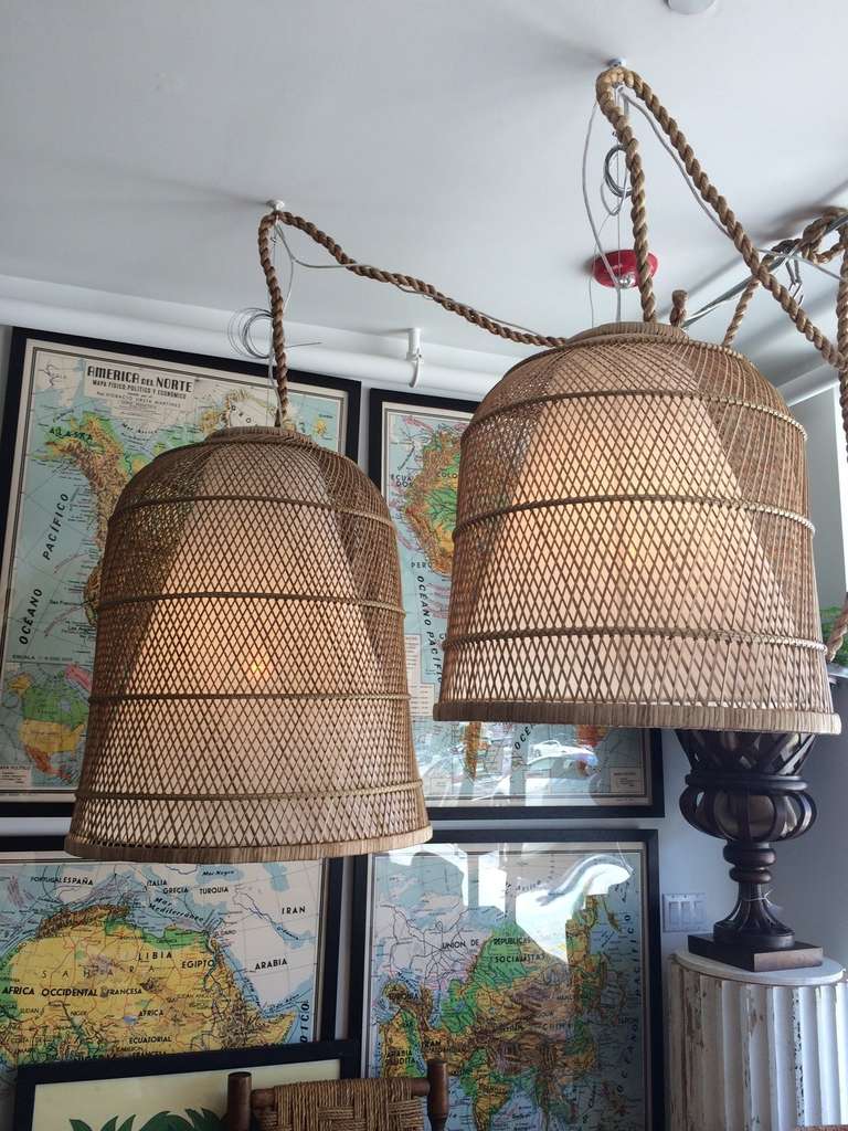 Large Basket Hanging Lamp at 1stDibs