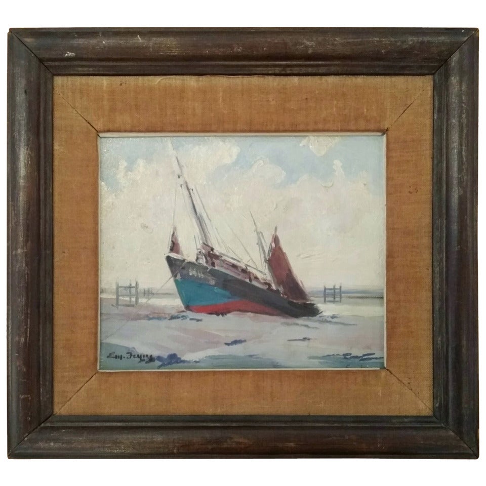 Framed Painting of Ship
