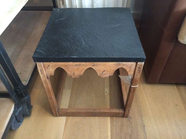 Wood and Slate Side Table